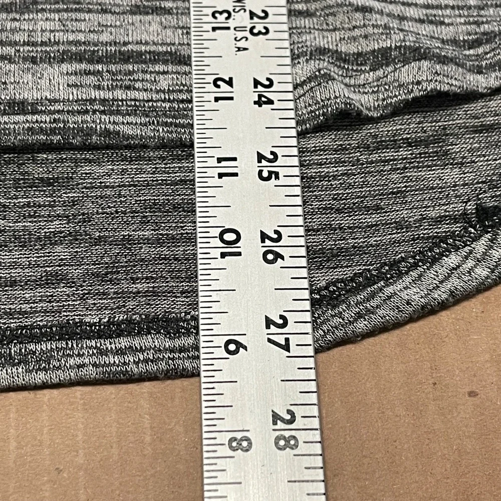 Women's‎ Gray Space-Dyed Crew Neck Cotton Blend Rounded Hem Knit Top (L)